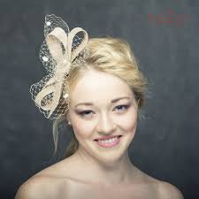 Buy Modern Beige Fascinator With French Veiling, Beige Veiling With Spots,  Headbow With Veieling, Fascinator Bow With Netting Online in India