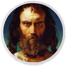 A Saint, 1842 Round Beach Towel by Henri Lehmann