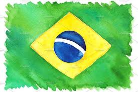 Watercolor Brazil Brazilian Flag Brazilian Flag Creative Artwork Illustration