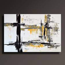 Découvrez ce tableau moderne et original, peint par l'artiste peintre budi. Large Original Abstract Yellow Gray Black White Painting Peinture Abstraite Peinture Peinture Abstraite Moderne