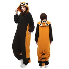 Orange cat onesie pajamas animal kigurumi costumes for adults. Red Panda Raccoon Costume Onesie Pajamas Adult Animal Onesie For Women Men Favounicorn Com