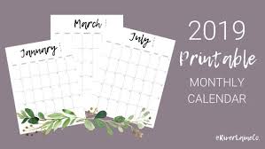 2019 Vertical Calendar Pdf Instant Download Riverlaineco Vertical Calendar Blank Calendar Template Monthly Calendar Printable