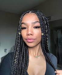 As we have already mentioned, such bobs are not always short. Colour Dress Box Braid Hairstyles Box Braids Black Hair Long Hair Head Hair Braided Hairstyles For Black Women Black Hair Box Braids Braided Hairstyle