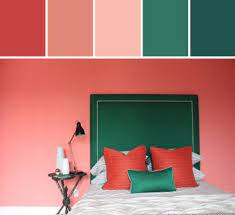 Color Story Coral And Emerald Stylyze Green Headboard Shared Girls Bedroom Coral Colour Palette