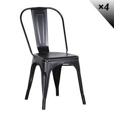 Livraison rapide, economies garanties et stock permanent ! Egoonm Lot De 4 Chaises Metal Industriel Noire Achat Vente Chaise Cdiscount