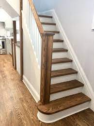 Wood steps and risers with natural wood finish always looks best. Staircase Stained Staircase Hardwood Stairs Oak Stairs