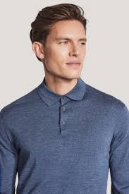 Mid Blue Long-Sleeve Polo