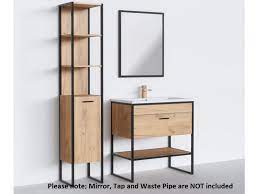 Maybe you would like to learn more about one of these? Loft Style Industrial Oak Black Metal Bathroom Set Tall Storage Unit 80cm Vanity Cabinet Ceramic Sink Impact Furniture