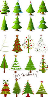 Styles Of Christmas Trees Christmas Tree Design Cartoon Christmas Tree Christmas Graphic Design
