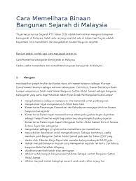 Memberi asupan makanan yang berkualitas, cukup, dan tepat waktu. Cara Memelihara Binaan Bangunan Sejarah Di Malaysia Folio Afif