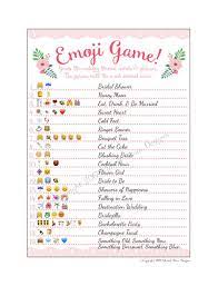 Bridal Shower Emoji Game Fun Unique Games Diy Pdf Wedding Personalized Watercolor Pink Floral Garden Flower Theme Emoticon Pictionary Bridal Shower Brunch Fun Bridal Shower Games Bridal Shower