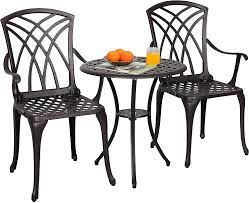 You can also use an outdoor bistro table as an extra surface on a larger. Buy Nuu Garden Patio Bistro Table Sets 3 Piece Outdoor Furniture Sets Small Patio Round Table And Chairs With Umbrella Hole For Balcony Patio Garden Cast Aluminum Antique Bronze Online In Germany