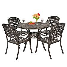 Compare prices on popular products in home furniture. Umbrella Hole Flora And Lattice Design Okida 5 Piece Outdoor Cast Aluminum Patio Dining Set Conversation Furniture Set For Patio Deck Garden With 4 Chairs And Round Table Dining Sets Patio Furniture