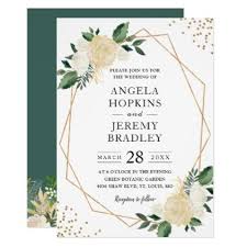 Modern Geometric Frame Nature Green Floral Wedding Invitation Zazzle Com Floral Wedding Invitations Geometric Wedding Invitation Modern Wedding Invitations
