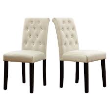 Lssbought Buttontufted Upholstered Fabric Dining Chairs With Solid Wood Legs Set Of 2 Cream Con Fabric Dining Room Chairs Fabric Dining Chairs Dining Chairs