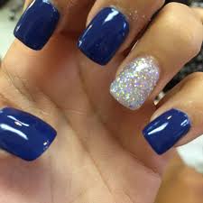 Almond royal blue acrylic nails | blue acrylic nails. Royal Blue Acrylic Nails With Silver Acrylicnailsnatural Acrylicnailsshort Blue Acrylic Nails Rounded Acrylic Nails Winter Nails Acrylic