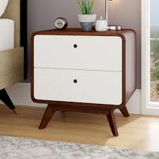 Kisor mid century upholstered 2 drawer nightstand :: Mid Century Modern Nightstands You Ll Love In 2021 Wayfair