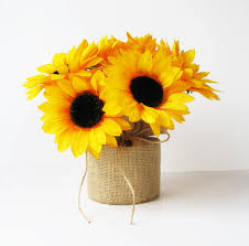 Table Decor Silk Sunflowers Yellow Brown Burlap Decoration Etsy In 2020 Table Centerpiece Flower Burlap Decor Flower Centerpieces