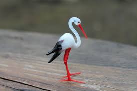 Small Glass Stork Bird Murano Gift Blown Stork Sculpture Art Collectible Artglass Lampwork Stork Fig Boncuk Hayvanlar Sanat Hayvanlar