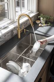 Best stainless steel farmhouse sink. Steppe Sink By Studio Dearborn With The East Linear Pulldown Kitchen Faucet By Newport Brass Modern Kitchen Sinks Kitchen Sink Design Best Kitchen Sinks