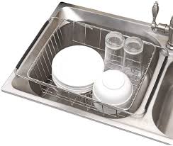 3 tier stainless steel dish rack drainer tray kitchen storage cup cutlery holder. Amazon Com Usmascot Over Sink Dish Drainer Drying Rack Stainless Steel Dish Drying Basket Adjustable Over Sink Or In Sink Dishes Holder 12 99 L X 9 84 W X 4 53 H Kitchen Storage Dish Racks Metal Home