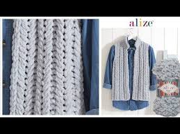 Alize Puffy Fine Ile Spor Yelek Vest With Alize Puffy Fine Youtube Knitting Women Finger Knitting Projects Loopy Yarn