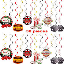 The casino themed party can be arranged either in teams or with individual players. Buy 30 Pieces Casino Theme Party Decorations Poker Hanging Swirls Casino Birthday Party Decorations Poker Swirl Garland Poker Hanging Decorations For Casino Birthday Carnival Party Supplies Online In Turkey B08gkhsfrt