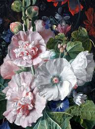 Vase Of Flowers By Dutch Artist Jan Van Huysum Jan Van Huysum Hollyhocks And Other Flowers In A Vase 1702 20 Flower Painting Floral Painting Flower Art