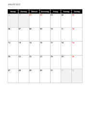 Jeder monat wird auf einer seite gedruckt Monatskalender 2020 Schweiz Excel Pdf Kostenlos Downloaden