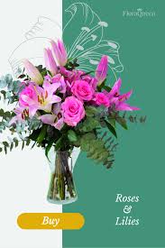 Sending flowers from a local florist. Bouquet Of Pink Roses And Lilies With Delivery Floraqueen Floraqueen Floraqueen Pink Bouquet Flowers Lily