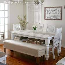Padded Dining Room Bench Seat With Removable Washable Drop Cloth Cover Dining Room Bench Seating Dining Room Bench Dining Table With Bench