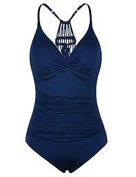 Hilor Women S Shirred Halter One Piece Swimsuits Macrame Back Swimwear Tummy Control Bathing Halter One Piece Swimsuit Tummy Control Swimwear Macrame Swimsuit
