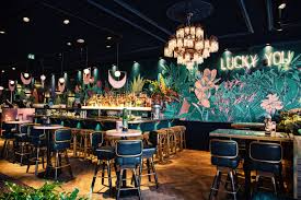 Wink Gold Plated Pendant Lamp With Pink Fringes Bar Design Restaurant Restaurant Design Restaurant Decor
