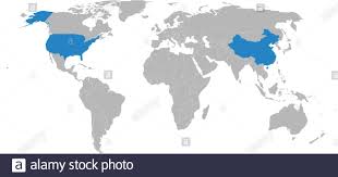 Dem nominalen bruttoinlandsprodukt und dem bruttoinlandsprodukt (kkp) nach ist es die zweitgrößte volkswirtschaft. China Usa Politische Karte Blau Auf Weltkarte Markiert Hellgrauer Hintergrund Vektorgrafik Grafikdesign Perfekt Fur Hintergrunde Hintergrund Stock Vektorgrafik Alamy