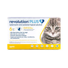Up to 5 lbs apply contents of 1 tube once a month (mauve box). Revolution Plus Topical Solution 2 8 5 5lbs Cat 3 Month Supply Petco
