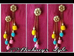 Plus, if they're over the age of 7 or so, they can make them by themselves! Diy Pom Pom Earrings Pom Pom Dangle Earrings Making Pompom With Pearl Earring Earrings Pom Poms