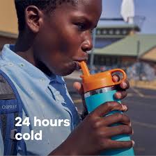 HYDRO FLASK Kids Water Bottle Jr. Stainless Steel Insulated With Straw Cap  for Water, Milk, Juice, School, Camp, Sport, Play and Lunch, Easy to Clean,  Leak-Resistant