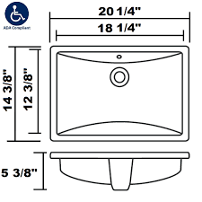 18 dimensions of bathroom sink sink dimensions standard sink sizes. Allora Usa Ada 1218 18 X 12 X 5 Undermount Rectangular Bathroom Sink With Overflow White Kralsu Sink And Faucet Supplies