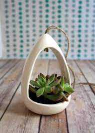 hanging planter handmade mod midcentury modern decor vintage atomic mid style air plant pl pottery planters clay ceramics round wire baskets