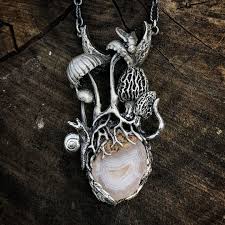 Theeth Jewelry Midnight Mushroom Necklace Of Sterling Silver With Geode Mushroom Jewelry Unusual Jewelry Metal Jewelry
