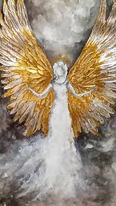 Angel Painting Watercolor Angel Gold Silver Angel Wings Abstract White Angel Mixed Technique 24kgold Silver Art Special Painting Watercolor Angel Abstract Art Painting Angel Wings Painting