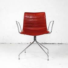 Arper Catifa 53 Red Leather Trestle Swivel Chairs With Arms Office Furniture Chairs Used Office Furniture Patio Chair Cushions