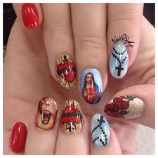 Nail Art Nail Design Catholic Rosary Jesus Hand Drawn Acrylic Nails Easter Nail Art Designs Easter Nails Easter Nail Art
