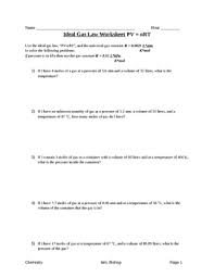 Dalton's law of partial pressure. Gas Laws Worksheets Teachers Pay Teachers