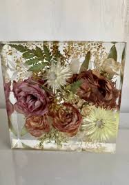 Freeze dried flowers in resin. Glasshouse Collection Preserved Flower And Resin Art