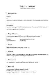 Die arbeitsverträge sollten immer schriftlich vereinbart werden. Arbeitsvertrag Muster Schweiz Muster Vorlage Ch