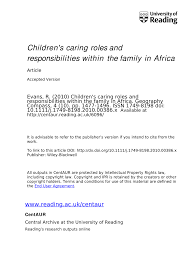 The caregiver can be a personal friend or family member, and determining the patient's condition, is recommended to be a licensed nurse. Pdf Children S Caring Roles And Responsibilities Within The Family In Africa