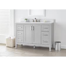 Our trendy and unique vanities will look great in any bathroom. Home Decorators Collection Ellia 48 Inch Vanity In Grey With White Carrera Top The Home Depot Canada