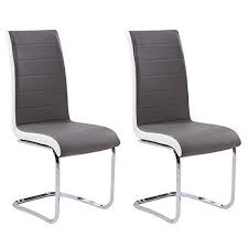 Gizza Dining Chairs Modern Artificial Leather Grey White Side Metal Chrome Legs Kitchen Office Furniture Amazon Co Uk Dining Chairs Modern Dining Chairs Chair