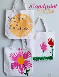 Handprint Tote Bags Mother S Day Gifts From Kids Diy Gifts For Grandma Mothers Day Crafts Diy Gifts For Mom